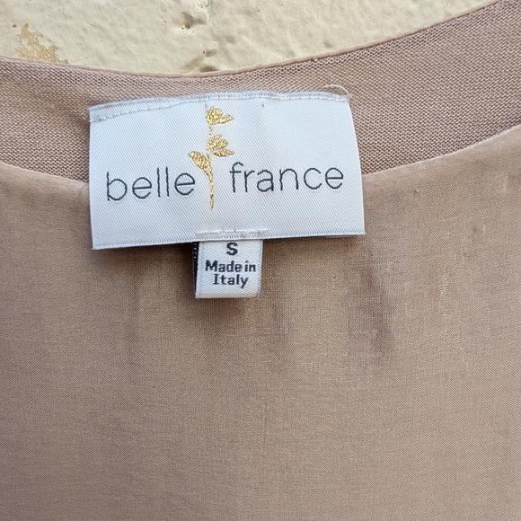 Bella France Top Sheer with Underlay Beige White Mid-Sleeve - Picture 10 of 15